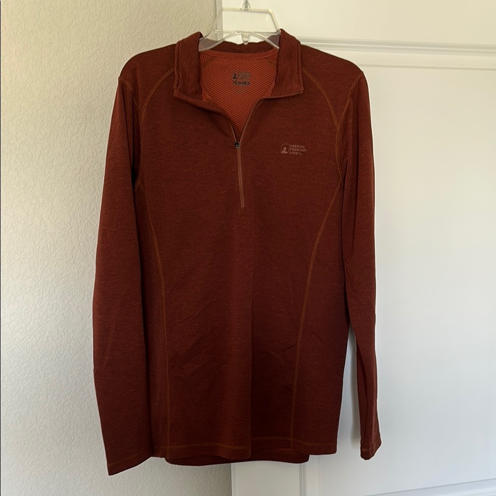 Eastern Mountain Sports Men's Rust Quarter-Zip Shirt, Techwick, Large